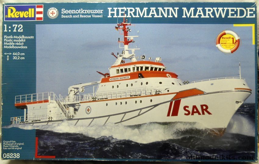 Revell 1/72 Hermann Marwede Seenotkreuzer Search and Rescue, 05238 plastic model kit